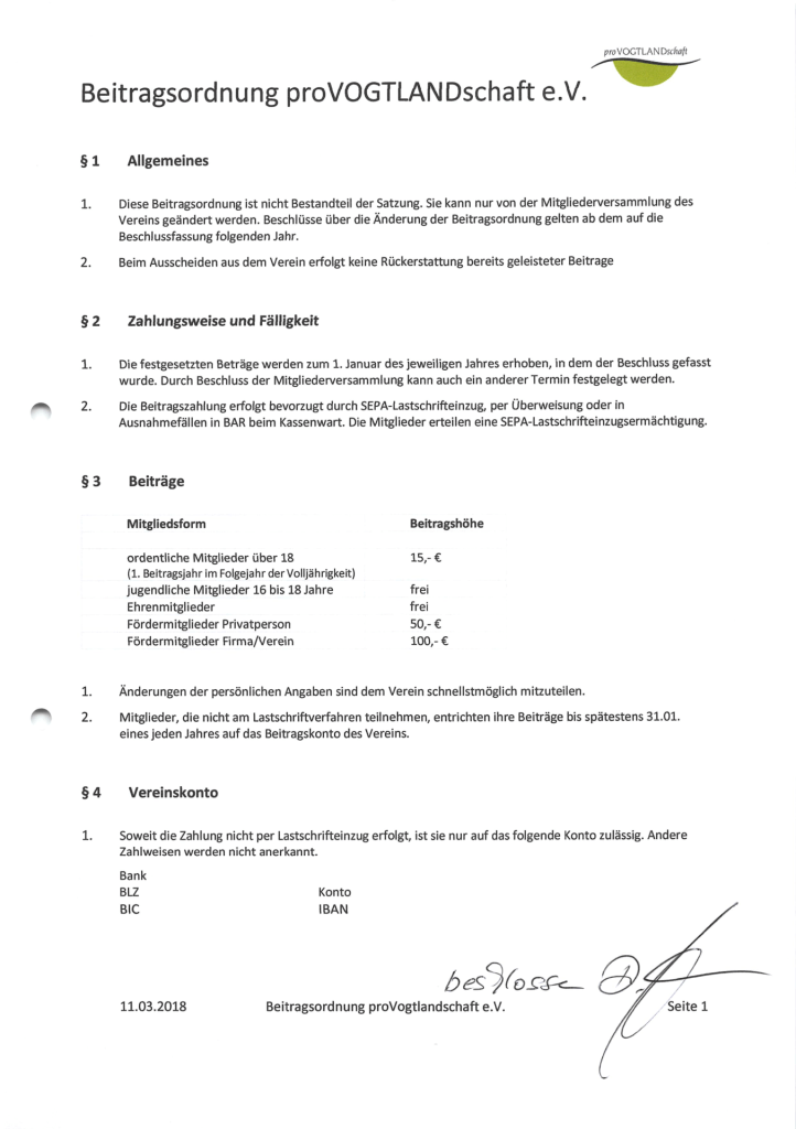 Beitragsordnung