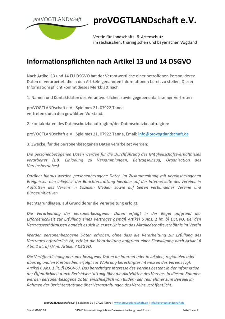thumbnail of DSGVO Informationspflichten Datenverarbeitung proVLS