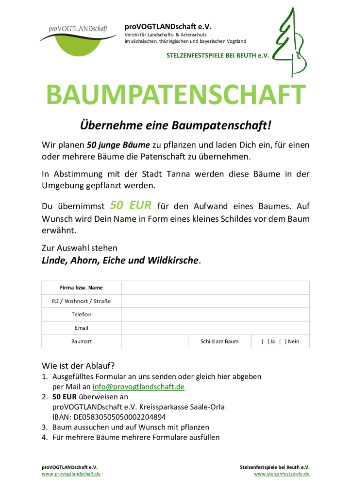 Baumpatenschaft Allgemein