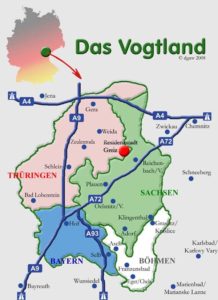 Vogtlandkarte mit Ländergrenzen