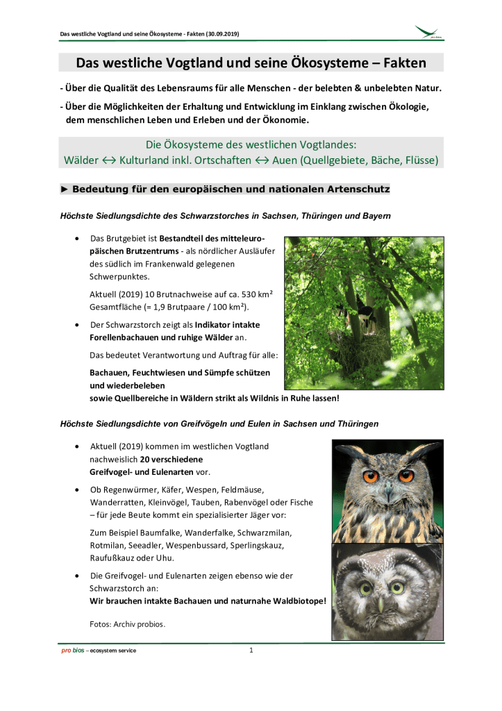 probios – westliches Vogtland und seine Ökosysteme – Fakten
